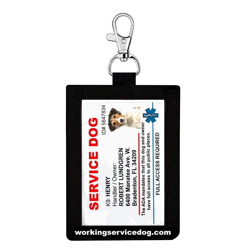 WORKINGSERVICEDOG.COM Nylon ID Badge Holder | Clear on Both Sides | Clip On to Anything | Perfect for Service Dog Identification Card - Image 1